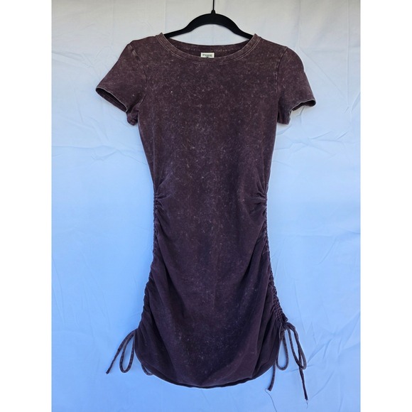PINK Victoria's Secret Dresses & Skirts - PINK Victoria's Secret Mineral Wash Ruched Side T-Shirt Dress Burgundy-Brown XS